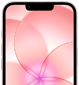 iPhone dix-sept-e, vue partielle de l’avant avec Ceramic Shield 2, rose pâle, affichant une image de fleur rose en fond d’écran