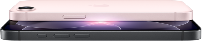iPhone dix-sept-e, vue lat&eacute;rale et arri&egrave;re, rose p&acirc;le, iPhone dix-sept-e, vue lat&eacute;rale et avant, noir