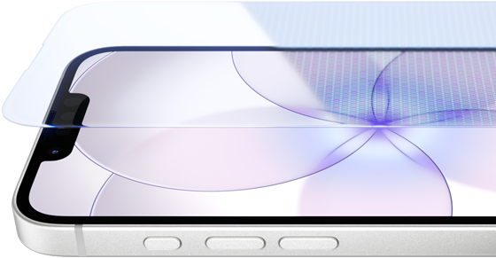 iPhone dix-sept-e, face avant avec Ceramic Shield 2, côté, blanc, boutons : Action, volume