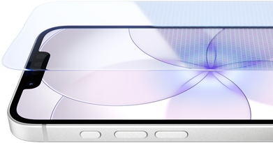 iPhone dix-sept-e, face avant avec Ceramic Shield 2, côté, blanc, boutons : Action, volume