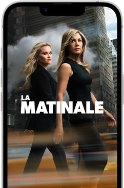 Écran d’iPhone dix-sept-e affichant la série La matinale d’Apple TV