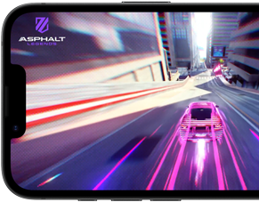 iPhone dix-sept-e montrant un jeu de course en action