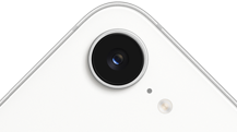 iPhone dix-sept-e, vue partielle de l’arrière, blanc, caméra Fusion dans la partie supérieure