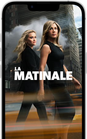 Écran d’iPhone dix-sept-e affichant la série La matinale d’Apple TV